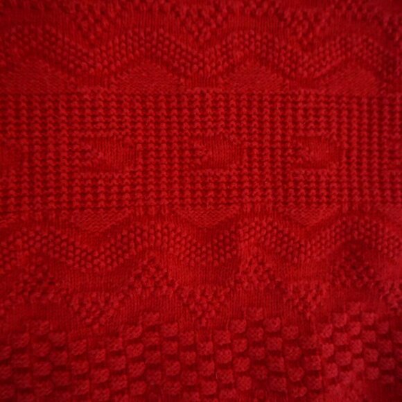 VTG 80s Spotlite Red 3D Eclectic Biggie Cosby Chunky Knit Crewneck Sweater XL - Picture 7 of 9